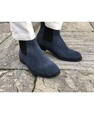 Stivaletto uomo, blu - Vera pelle - Made in Italy