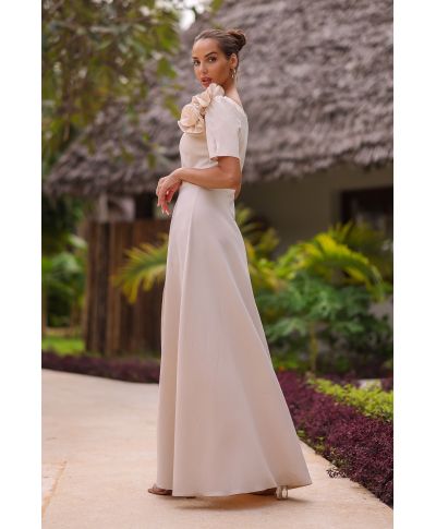 Sukienka maxi RUBI / Marcepanowy