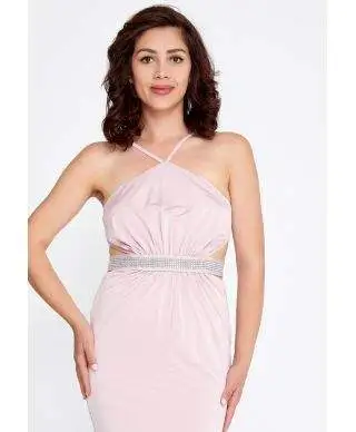 Vestito lungo elegante rosa - Claudia
