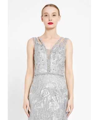 Abito argento da cerimonia a sirena - Genova