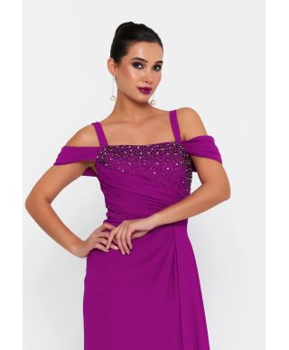 Abito da cerimonia a sirena scollo a barca - Malta