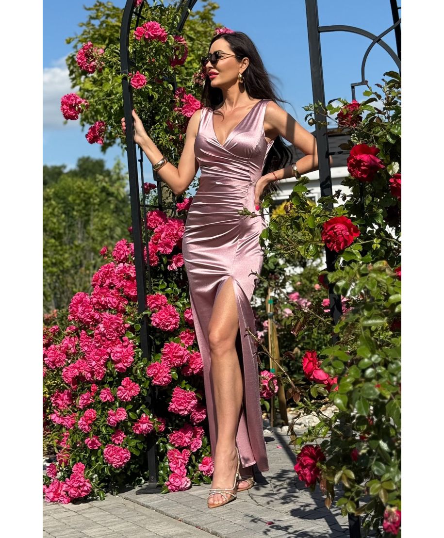 Sukienka wieczorowa CLEO maxi satin  / Mrożony róż