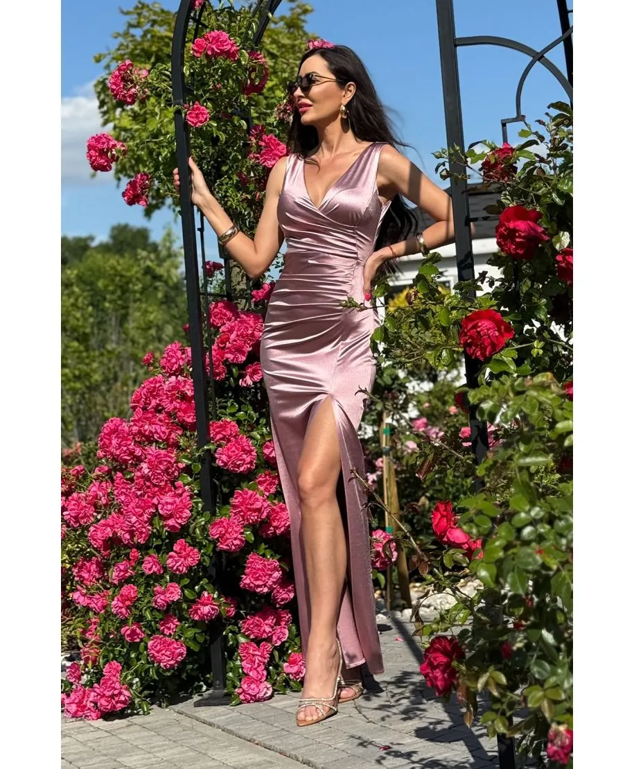 Sukienka wieczorowa CLEO maxi satin / Mrożony róż