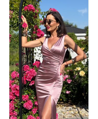 Sukienka wieczorowa CLEO maxi satin  / Mrożony róż