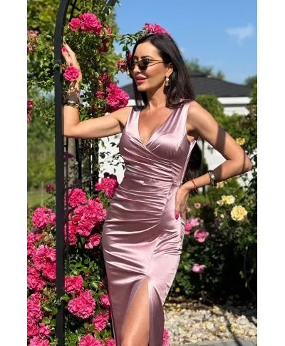 Sukienka wieczorowa CLEO maxi satin / Mrożony róż