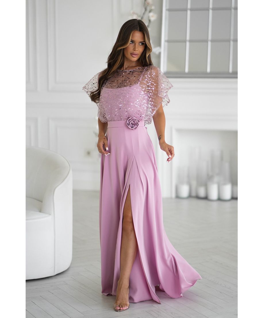 ELEGANCKA SUKIENKA NA RAMIĄCZKACH Z CEKINOWYM BOLERKIEM