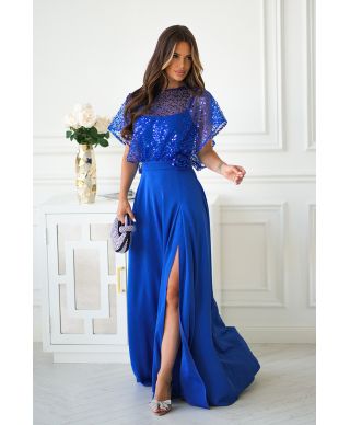 ELEGANCKA SUKIENKA NA RAMIĄCZKACH Z CEKINOWYM BOLERKIEM