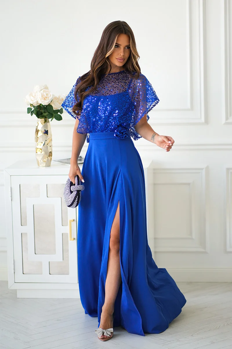 Abito Elegante Vestiti Da Cerimonia Blu Cobalto Vestito Cerimonia