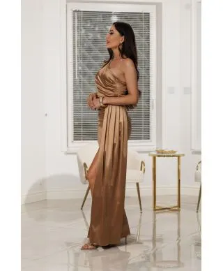 Sukienka maxi LOREN satin / Cappuccino