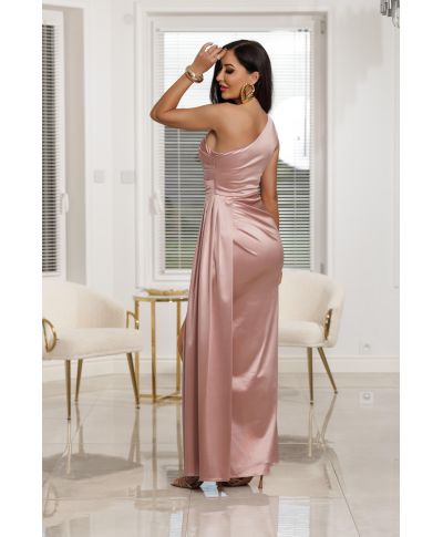 Sukienka maxi LOREN satin / Morelowy róż