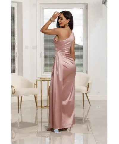 Sukienka maxi LOREN satin / Morelowy róż