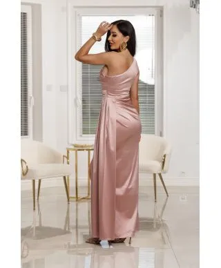 Sukienka maxi LOREN satin / Morelowy róż