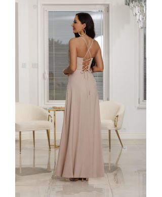 Sukienka maxi NATHALIE brokat / Złoty beż