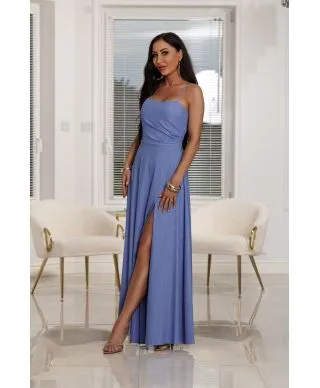 Sukienka maxi NATHALIE brokat / Niebieski