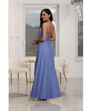 Sukienka maxi NATHALIE brokat / Niebieski