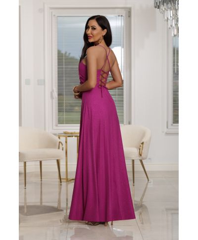Sukienka maxi NATHALIE brokat / Magenta