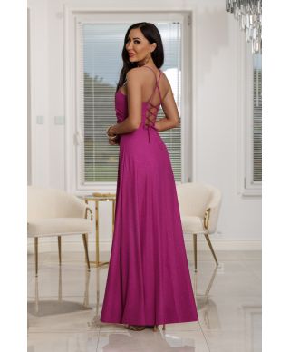 Sukienka maxi NATHALIE brokat / Magenta