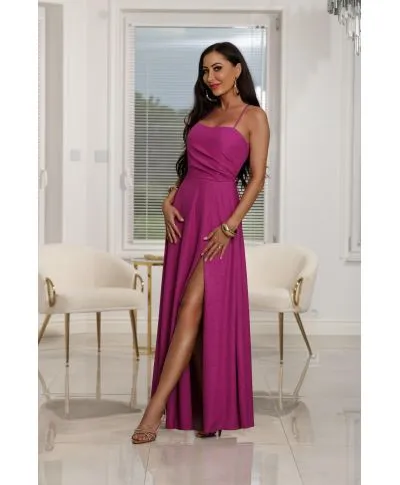 Sukienka maxi NATHALIE brokat / Magenta