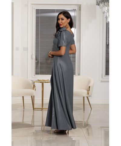 Elegancka sukienka na wesele RUBI maxi / Grafitowy Glossy