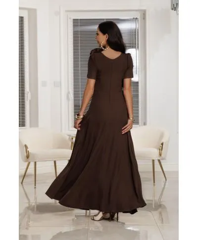 Elegancka sukienka na wesele RUBI maxi / Czekolada