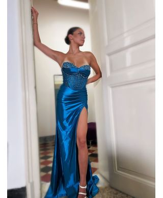 Abito a sirena con spacco e corpetto gioiello - Lia - Abiti diciottesimo compleanno - Gogolfun.it