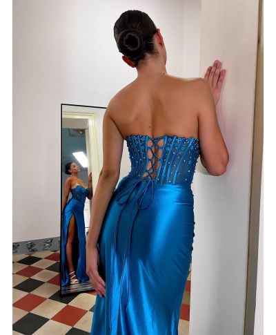 Abito a sirena con spacco e corpetto gioiello - Lia - Abiti diciottesimo compleanno - Gogolfun.it