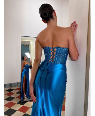 Abito a sirena con spacco e corpetto gioiello - Lia - Abiti diciottesimo compleanno - Gogolfun.it