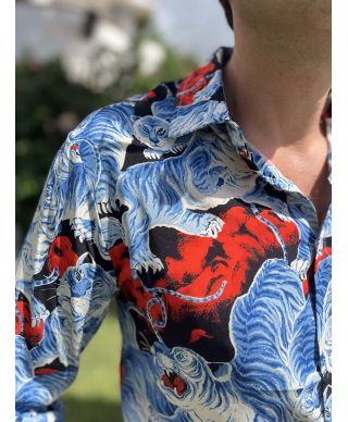 Camicia uomo in viscosa collo Italiano - Manica Lunga Dragon