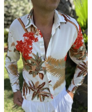 Camicia hawaiana in viscosa - Camicia estiva uomo, manica lunga Tod - Camicie particolari, estive - Gogolfun.it