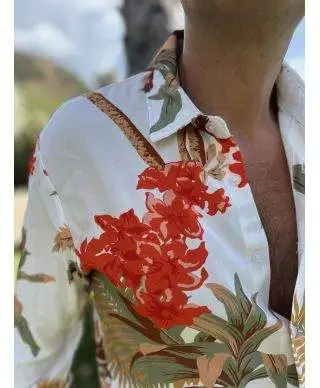 Camicia hawaiana in viscosa - Camicia estiva uomo, manica lunga Tod
