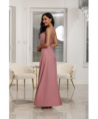 Sukienka maxi NATHALIE błysk / Brudny róż