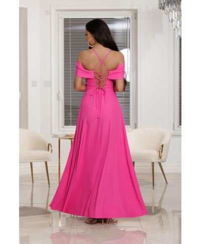 Sukienka maxi z hiszpańskim dekoltem SILLA / Fuksja