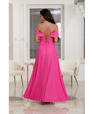 Sukienka maxi z hiszpańskim dekoltem SILLA / Fuksja