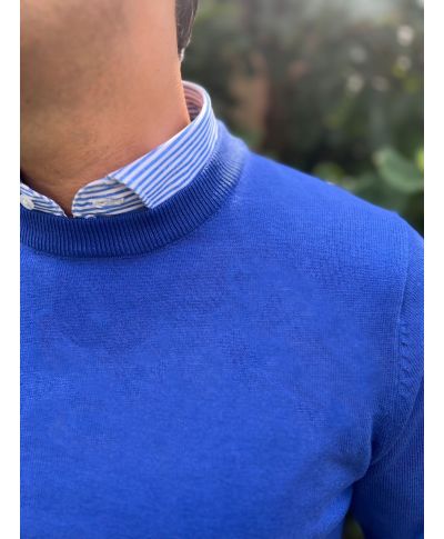 Maglione uomo girocollo, blu elettrico - Lana e cachemire - Abbigliamento uomo online - Gogolfun.it