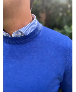 Maglione uomo girocollo, blu elettrico - Lana e cachemire - Abbigliamento uomo online - Gogolfun.it