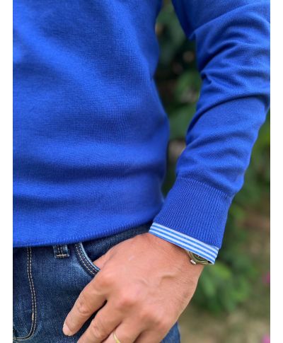 Maglione uomo girocollo, blu elettrico - Lana e cachemire - Abbigliamento uomo online - Gogolfun.it