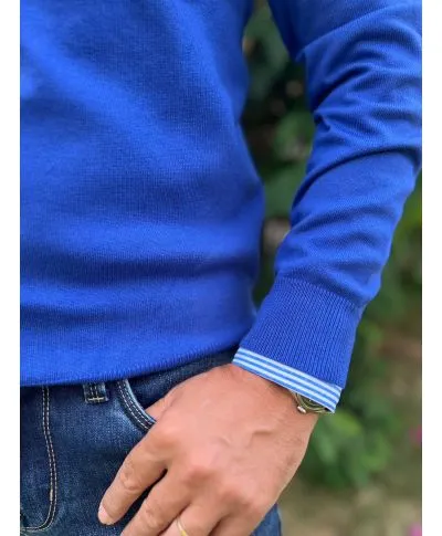 Maglione uomo girocollo, blu elettrico - Lana e cachemire - Abbigliamento uomo online - Gogolfun.it