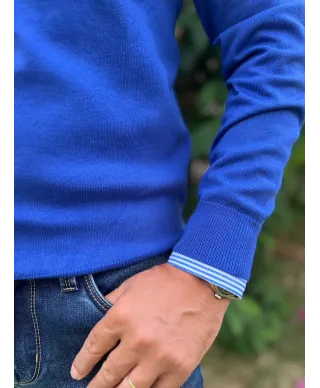 Maglione uomo girocollo, blu elettrico - Lana e cachemire - Abbigliamento uomo online - Gogolfun.it