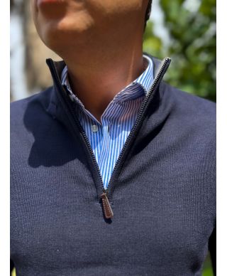 Maglione uomo, mezza zip - Blu - Maglioni invernali online - Gogolfun.it