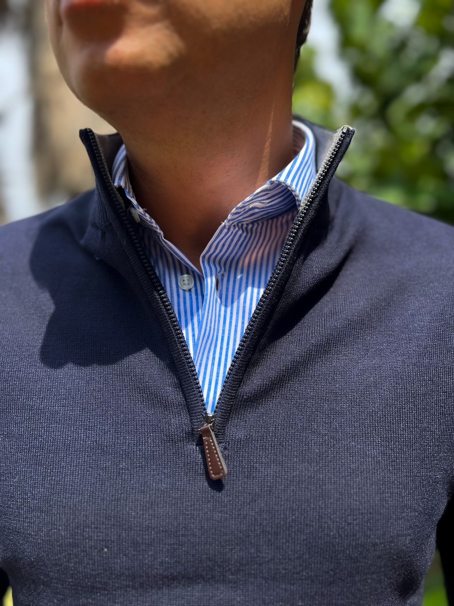 Maglione Ahluwalia Uomo Blu Mel Track Mezza Cerniera Taglia M - 100% Nylon Nuovo Con Etichette