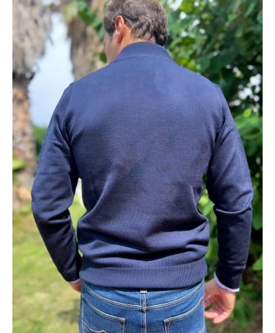 Maglione uomo, mezza zip - Blu - Maglioni invernali online - Gogolfun.it