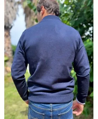 Maglione uomo, mezza zip - Blu - Maglioni invernali online - Gogolfun.it
