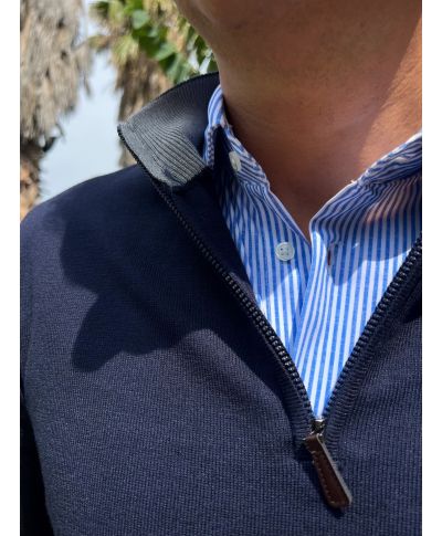 Maglione uomo, mezza zip - Blu - Maglioni invernali online - Gogolfun.it