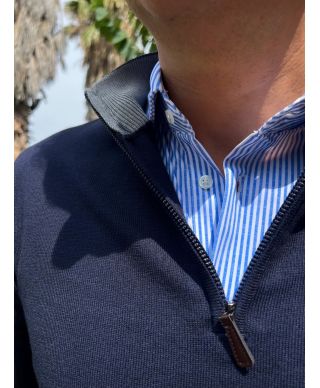 Maglione uomo, mezza zip - Blu
