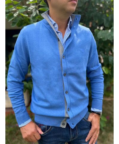 Cardigan uomo con bottoni - Azzurro