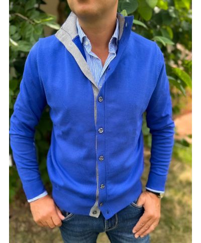 Cardigan uomo con bottoni - Blu cobalto - Maglioni uomo invernali - Gogolfun.it