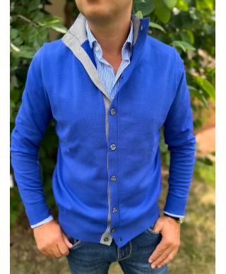 Cardigan uomo con bottoni - Blu cobalto