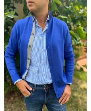 Cardigan uomo con bottoni - Blu cobalto - Maglioni uomo invernali - Gogolfun.it