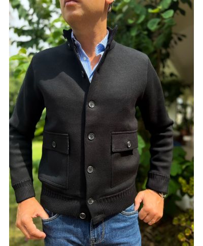 Cardigan uomo con bottoni, nero - Hugo - Cardigan e maglioni uomo online - Gogolfun.it