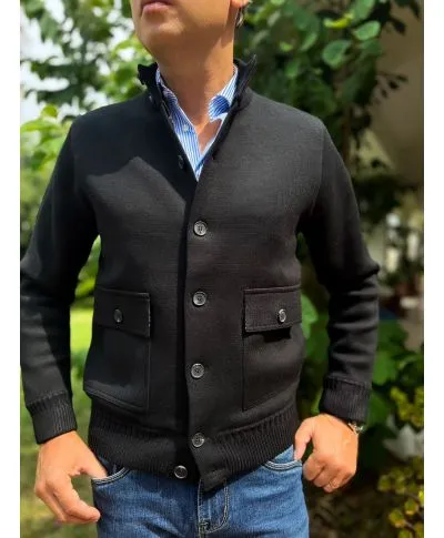 Cardigan uomo con bottoni, nero - Hugo - Cardigan e maglioni uomo online - Gogolfun.it
